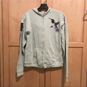 freecity | Life Nature Love Zip-up Hoodie in light blue, purple accent | Size 2